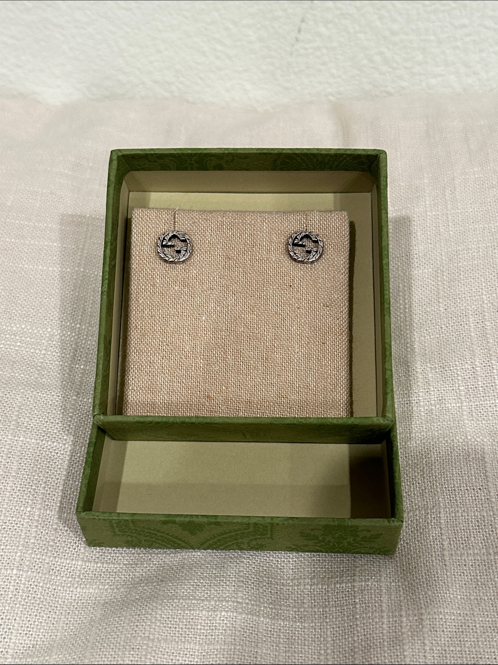 Gucci Interlocking G Sterling Silver Knot Stud Earrings